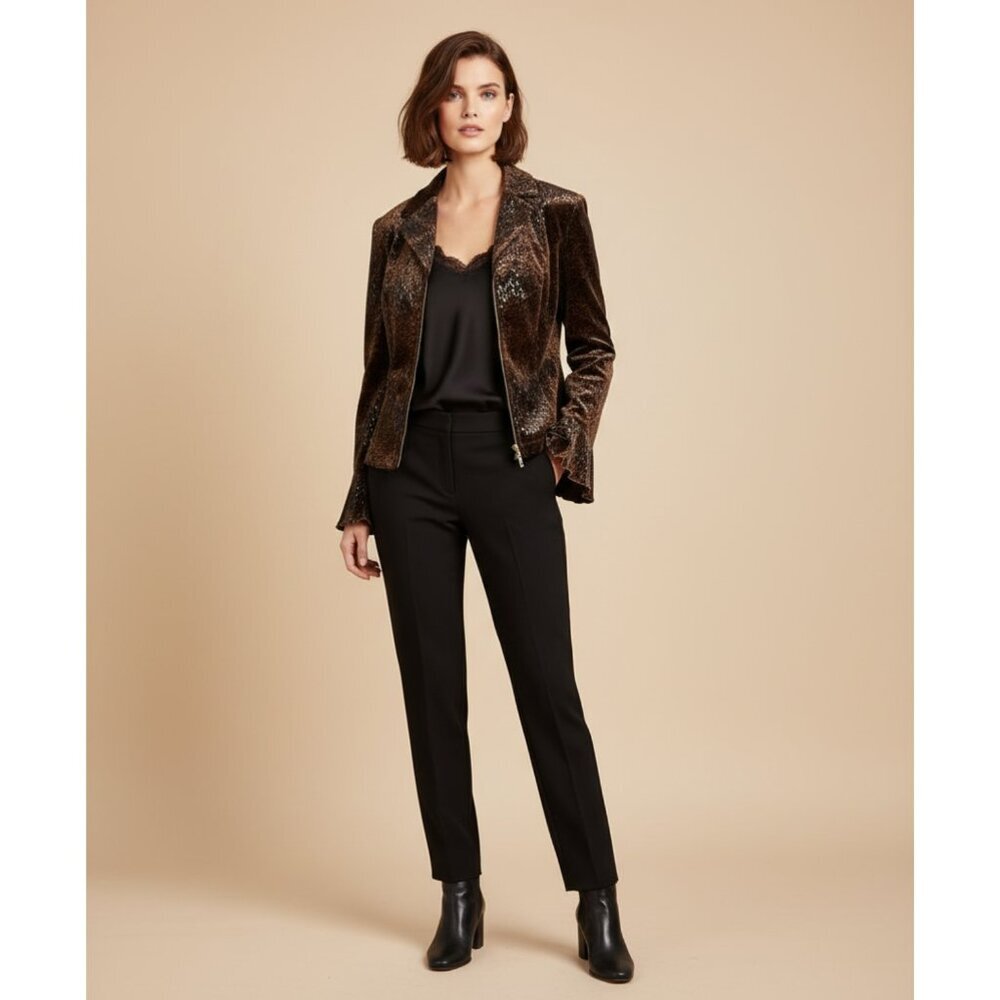 Joseph Ribkoff Vintage Womens 8 Velvet Snake Skin Blazer Full Zip